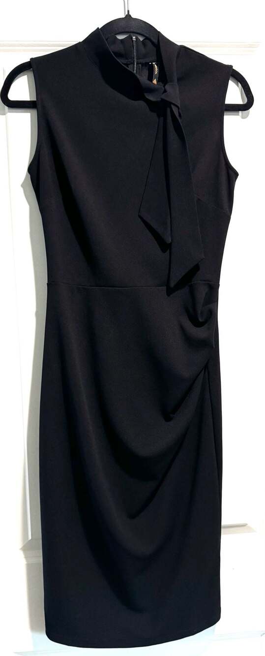 Miusol Sleeveless High Neck Ruched Slim Fit Cocktail Dress w/ Draped Tie Detail